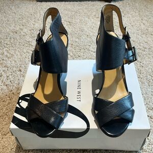 Nine West Black Heels Wedges size 10 New